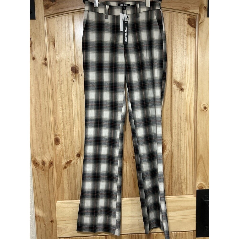 Steve Madden Women’s Plaid Trousers Pants Waverly Black Size XS NWT Mid Rise